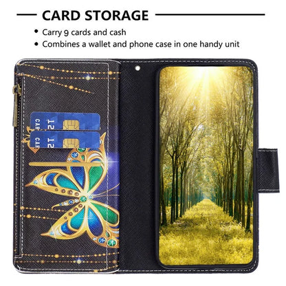 BF03 For iPhone 16 Plus Case Pattern Printing Zipper Leather Phone Stand Cover