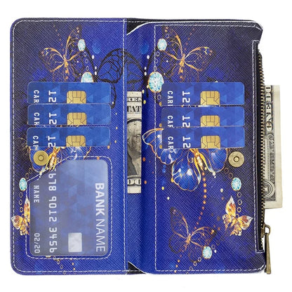 BF03 For iPhone 16 Plus Case Pattern Printing Zipper Leather Phone Stand Cover