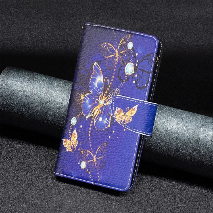 BF03 For iPhone 16 Plus Case Pattern Printing Zipper Leather Phone Stand Cover