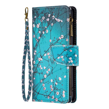 BF03 For iPhone 16 Case Pattern Printing Zipper Leather Phone Stand Cover