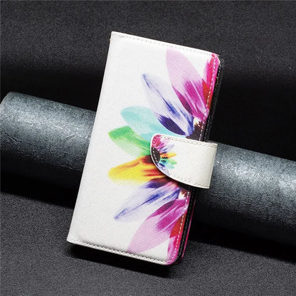 BF03 For iPhone 16 Case Pattern Printing Zipper Leather Phone Stand Cover