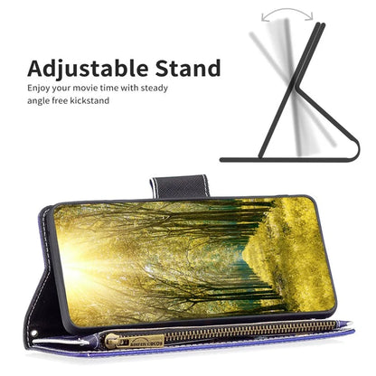 BF03 For iPhone 16 Case Pattern Printing Zipper Leather Phone Stand Cover