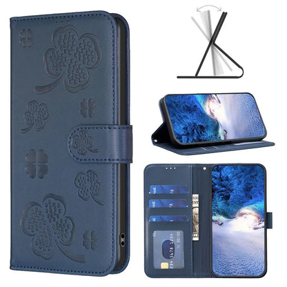 For iPhone 16 Plus Case Wallet Leather Phone Cover Lucky Clover Imprinting