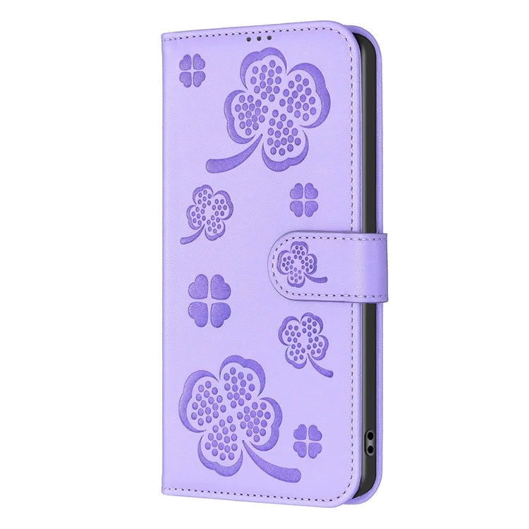For iPhone 16 Plus Case Wallet Leather Phone Cover Lucky Clover Imprinting