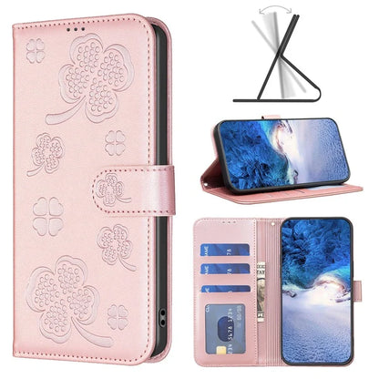 For iPhone 16 Plus Case Wallet Leather Phone Cover Lucky Clover Imprinting