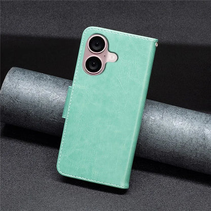 For iPhone 16 Plus Anti-Scratch Phone Stand Case Wallet Leather Phone Cover