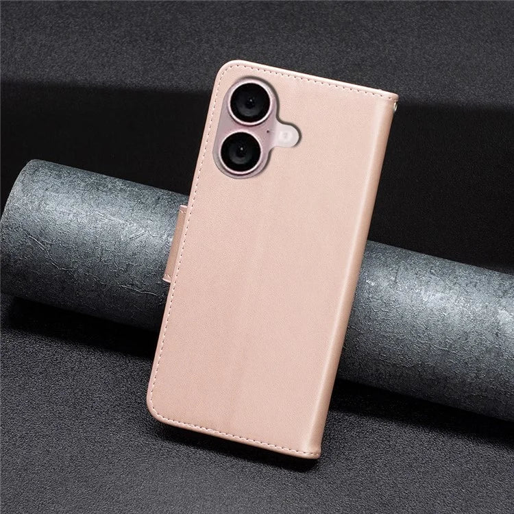 For iPhone 16 Plus Anti-Scratch Phone Stand Case Wallet Leather Phone Cover