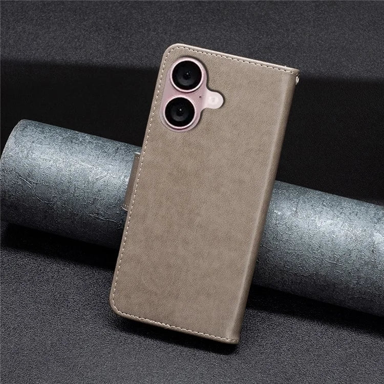 For iPhone 16 Plus Anti-Scratch Phone Stand Case Wallet Leather Phone Cover