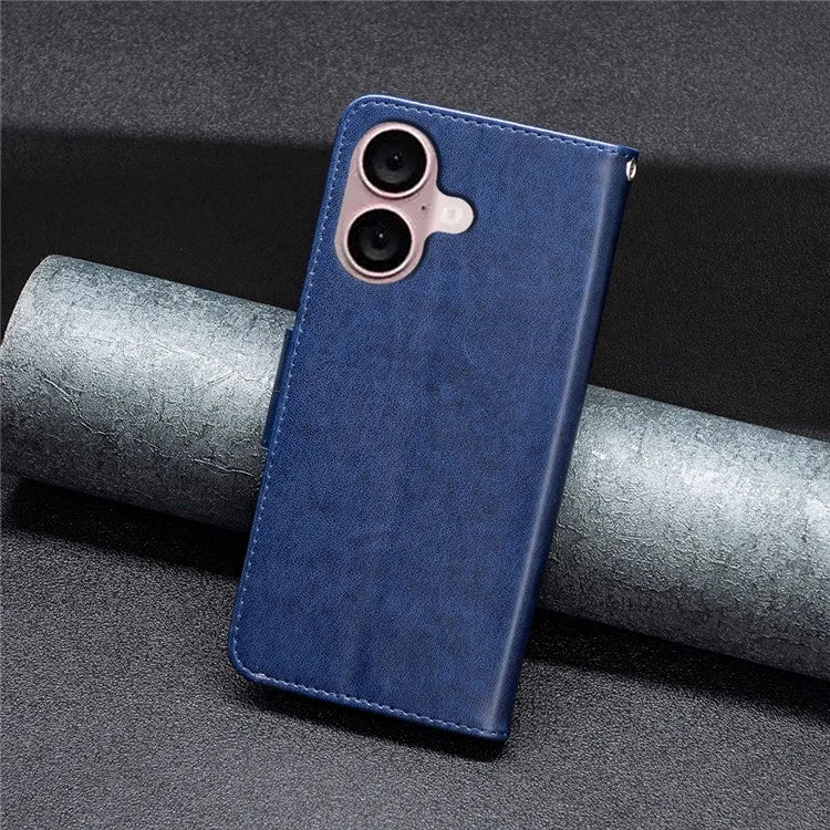 For iPhone 16 Plus Anti-Scratch Phone Stand Case Wallet Leather Phone Cover