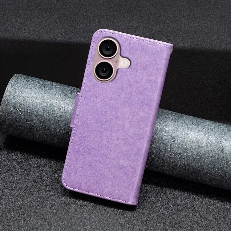 For iPhone 16 Plus Anti-Scratch Phone Stand Case Wallet Leather Phone Cover