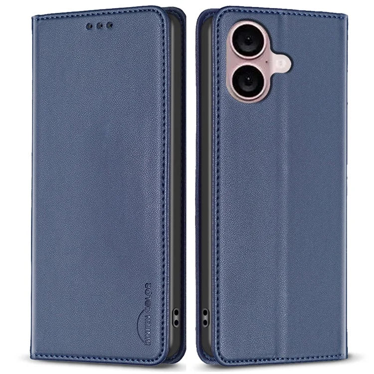 BINFEN COLOR BF18 For iPhone 16 Case Magnetic Closing PU Leather Card Holder Phone Cover