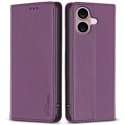BINFEN COLOR BF18 For iPhone 16 Case Magnetic Closing PU Leather Card Holder Phone Cover