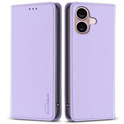 BINFEN COLOR BF18 For iPhone 16 Case Magnetic Closing PU Leather Card Holder Phone Cover