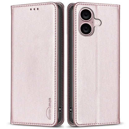 BINFEN COLOR BF18 For iPhone 16 Case Magnetic Closing PU Leather Card Holder Phone Cover