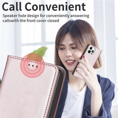 BINFEN COLOR BF18 For iPhone 16 Case Magnetic Closing PU Leather Card Holder Phone Cover