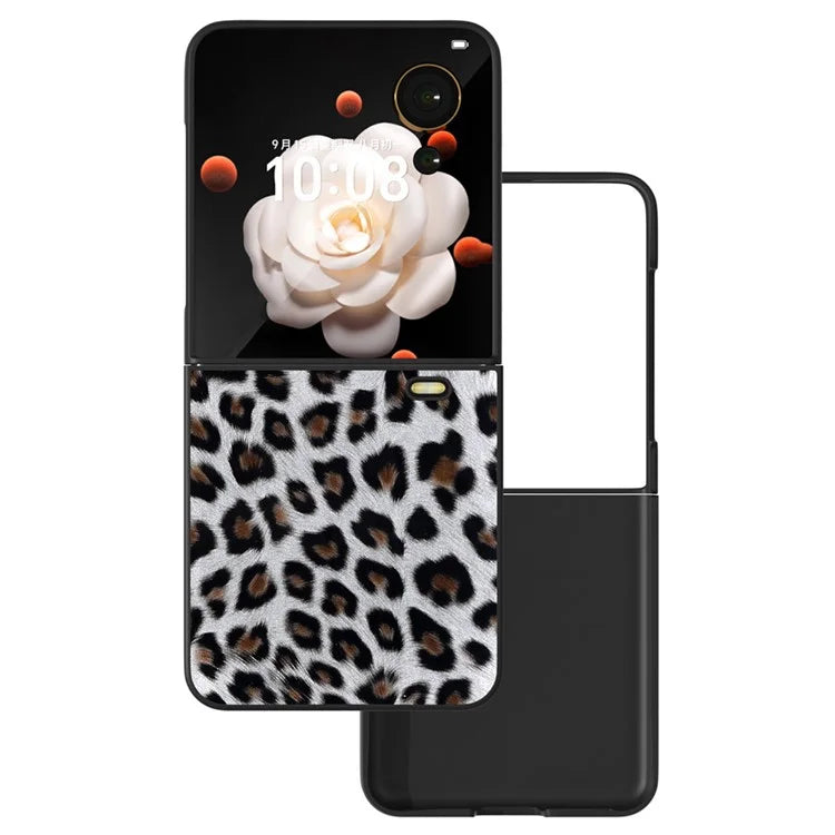 For Honor Magic V Flip 5G Case PU Leather Leopard Pattern Back Phone Cover