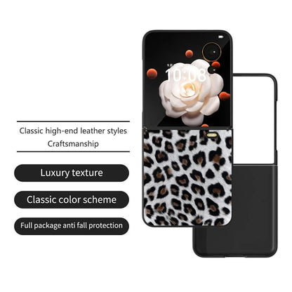 For Honor Magic V Flip 5G Case PU Leather Leopard Pattern Back Phone Cover