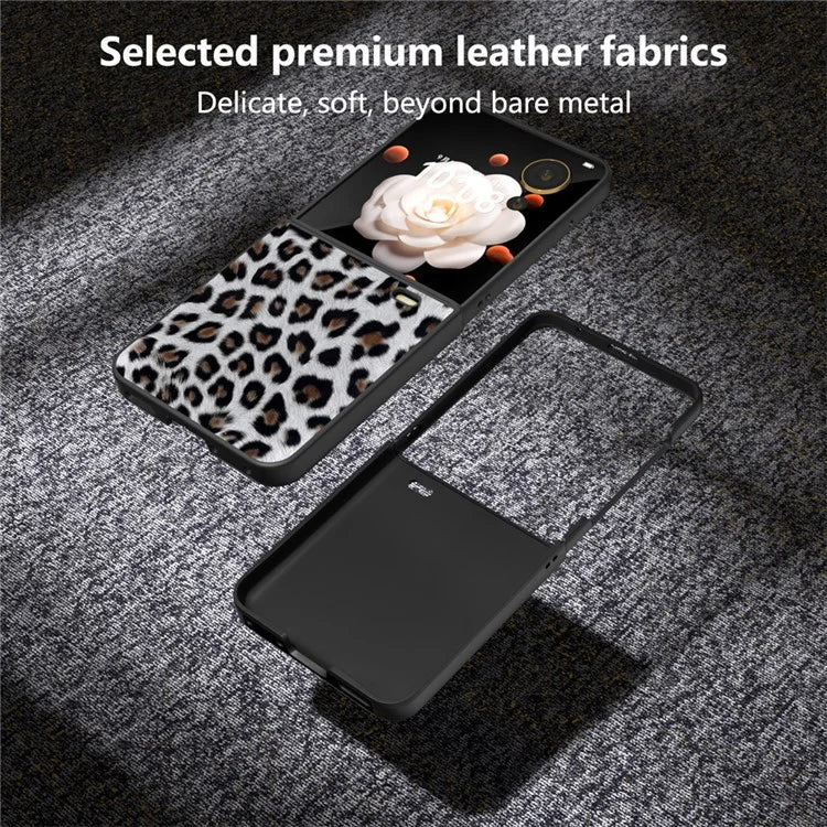 For Honor Magic V Flip 5G Case PU Leather Leopard Pattern Back Phone Cover