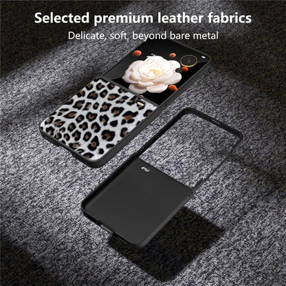 For Honor Magic V Flip 5G Case PU Leather Leopard Pattern Back Phone Cover