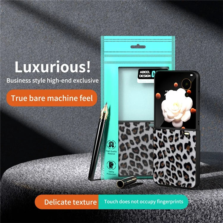 For Honor Magic V Flip 5G Case PU Leather Leopard Pattern Back Phone Cover