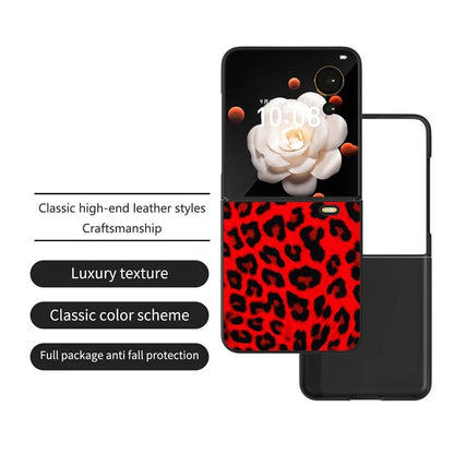 For Honor Magic V Flip 5G Case PU Leather Leopard Pattern Back Phone Cover