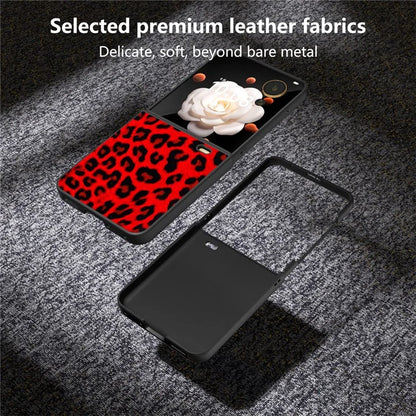 For Honor Magic V Flip 5G Case PU Leather Leopard Pattern Back Phone Cover