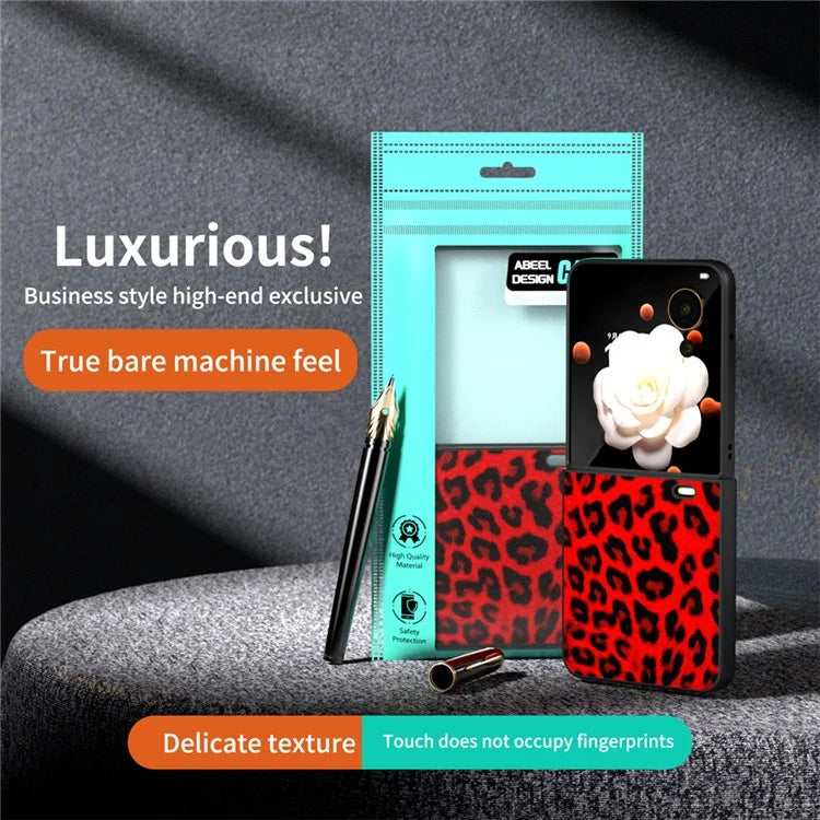 For Honor Magic V Flip 5G Case PU Leather Leopard Pattern Back Phone Cover