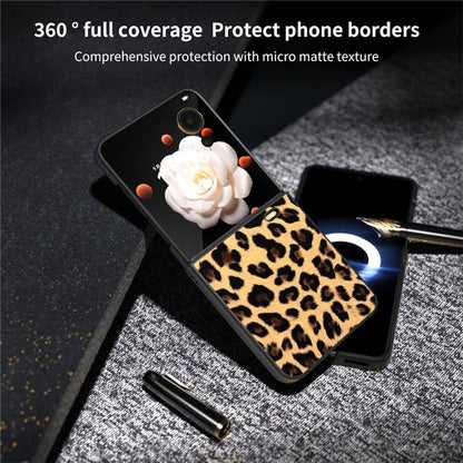 For Honor Magic V Flip 5G Case PU Leather Leopard Pattern Back Phone Cover