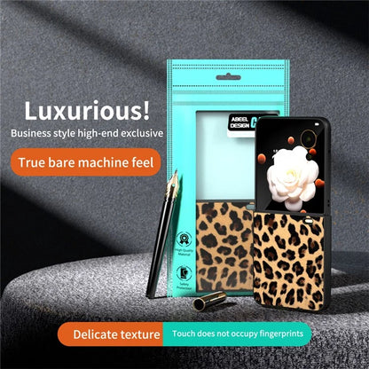 For Honor Magic V Flip 5G Case PU Leather Leopard Pattern Back Phone Cover