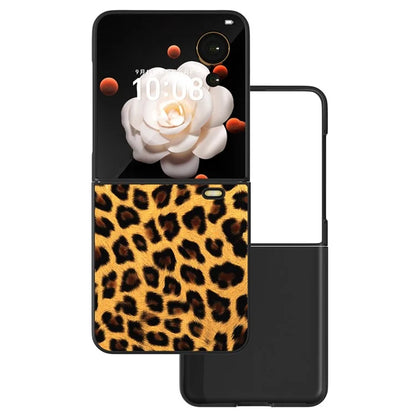 For Honor Magic V Flip 5G Case PU Leather Leopard Pattern Back Phone Cover