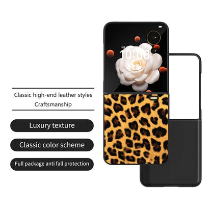 For Honor Magic V Flip 5G Case PU Leather Leopard Pattern Back Phone Cover