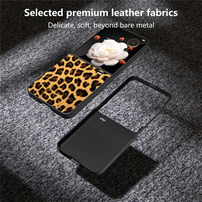 For Honor Magic V Flip 5G Case PU Leather Leopard Pattern Back Phone Cover
