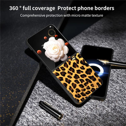 For Honor Magic V Flip 5G Case PU Leather Leopard Pattern Back Phone Cover