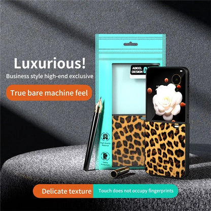 For Honor Magic V Flip 5G Case PU Leather Leopard Pattern Back Phone Cover