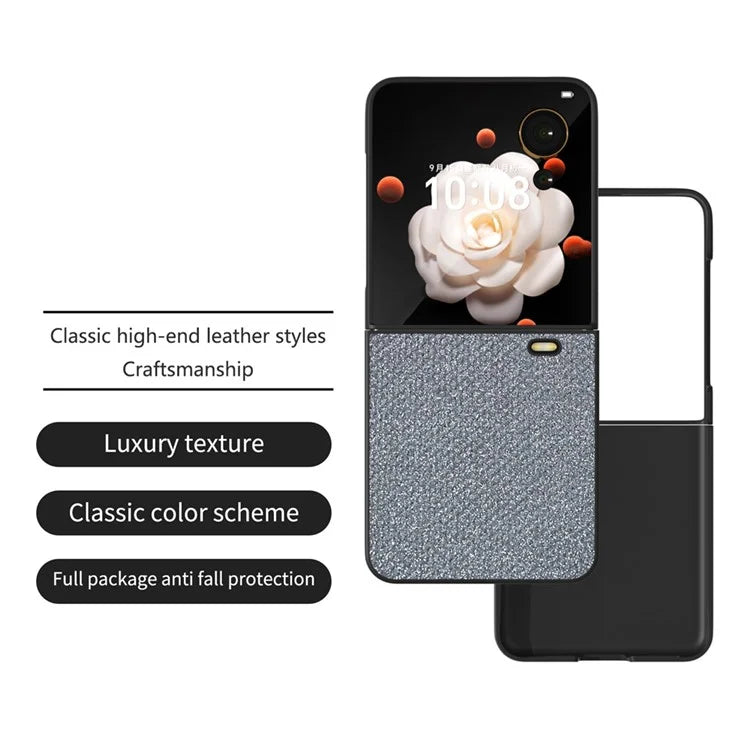 For Honor Magic V Flip 5G Case PU Leather Rhinestone Texture Phone Cover