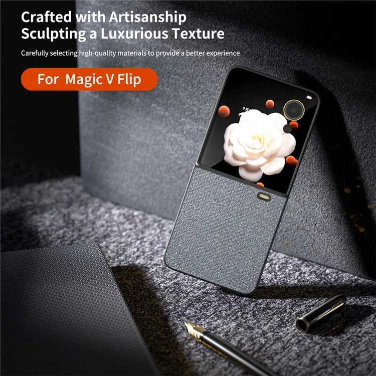 For Honor Magic V Flip 5G Case PU Leather Rhinestone Texture Phone Cover