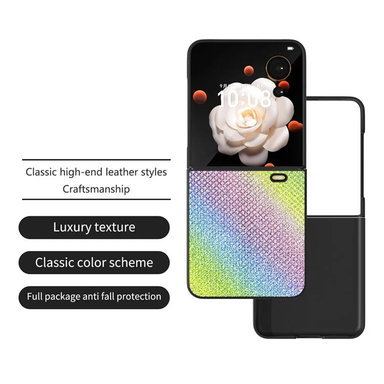For Honor Magic V Flip 5G Case PU Leather Rhinestone Texture Phone Cover