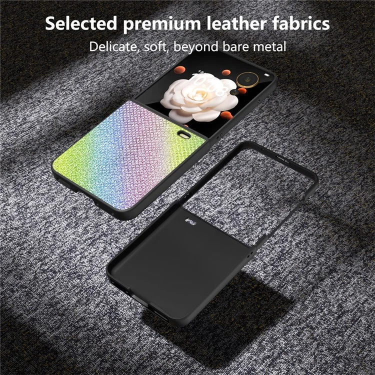 For Honor Magic V Flip 5G Case PU Leather Rhinestone Texture Phone Cover