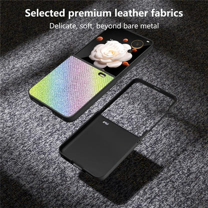 For Honor Magic V Flip 5G Case PU Leather Rhinestone Texture Phone Cover
