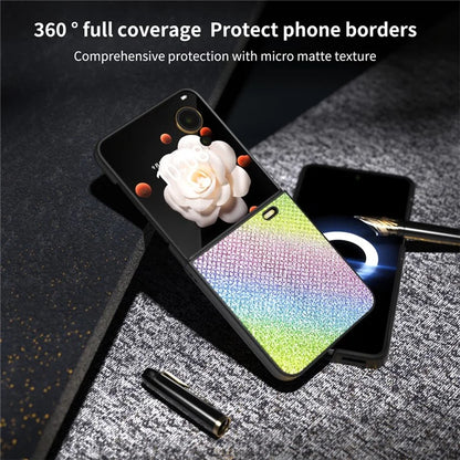 For Honor Magic V Flip 5G Case PU Leather Rhinestone Texture Phone Cover