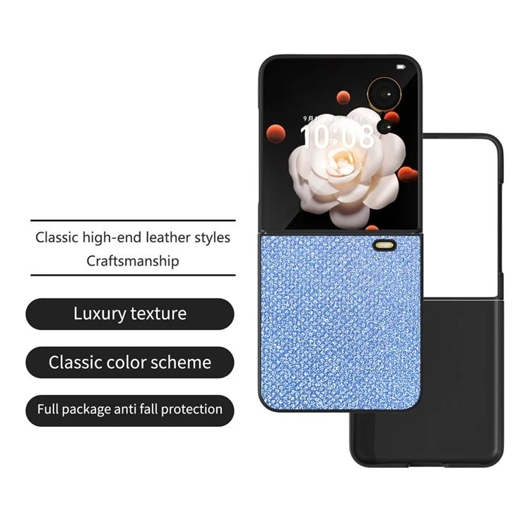 For Honor Magic V Flip 5G Case PU Leather Rhinestone Texture Phone Cover