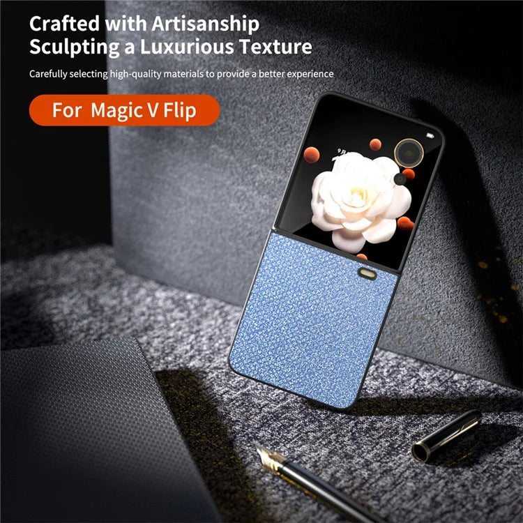 For Honor Magic V Flip 5G Case PU Leather Rhinestone Texture Phone Cover