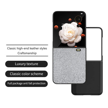 For Honor Magic V Flip 5G Case PU Leather Rhinestone Texture Phone Cover