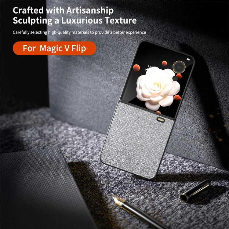For Honor Magic V Flip 5G Case PU Leather Rhinestone Texture Phone Cover