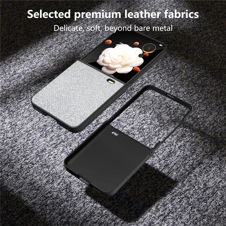 For Honor Magic V Flip 5G Case PU Leather Rhinestone Texture Phone Cover