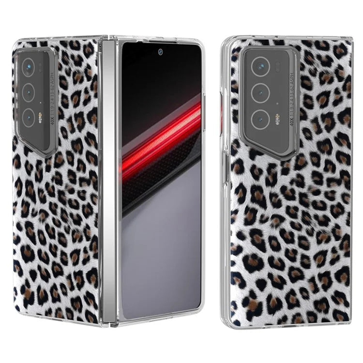 For Honor Magic V2 RSR Porsche Design Case Leather Phone Cover Leopard Texture