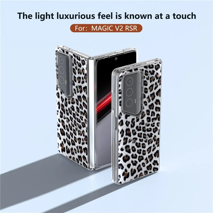 For Honor Magic V2 RSR Porsche Design Case Leather Phone Cover Leopard Texture