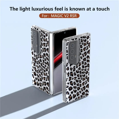 For Honor Magic V2 RSR Porsche Design Case Leather Phone Cover Leopard Texture