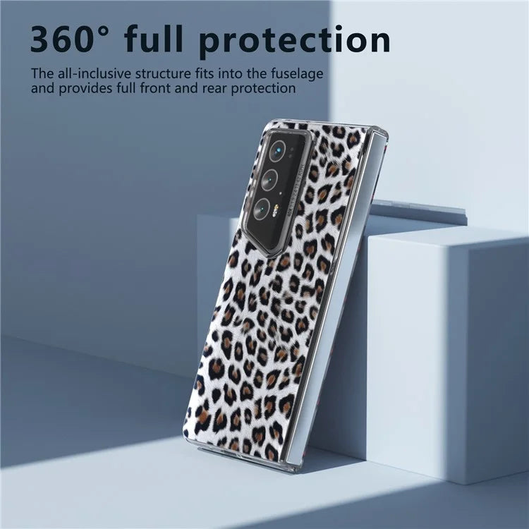 For Honor Magic V2 RSR Porsche Design Case Leather Phone Cover Leopard Texture