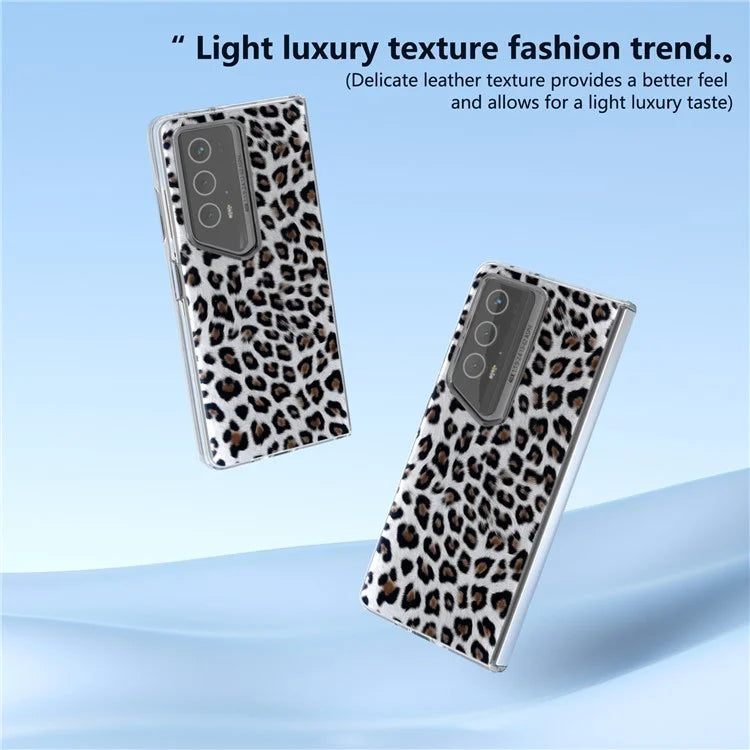 For Honor Magic V2 RSR Porsche Design Case Leather Phone Cover Leopard Texture